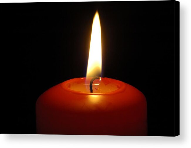 Candle Acrylic Print featuring the photograph Red candle burning by Matthias Hauser