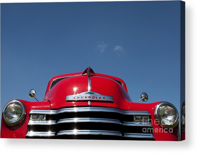 Chevrolet 3100 1953 Pickup Chevrolet Acrylic Print featuring the photograph Red Chevrolet 3100 1953 Pickup by Tim Gainey