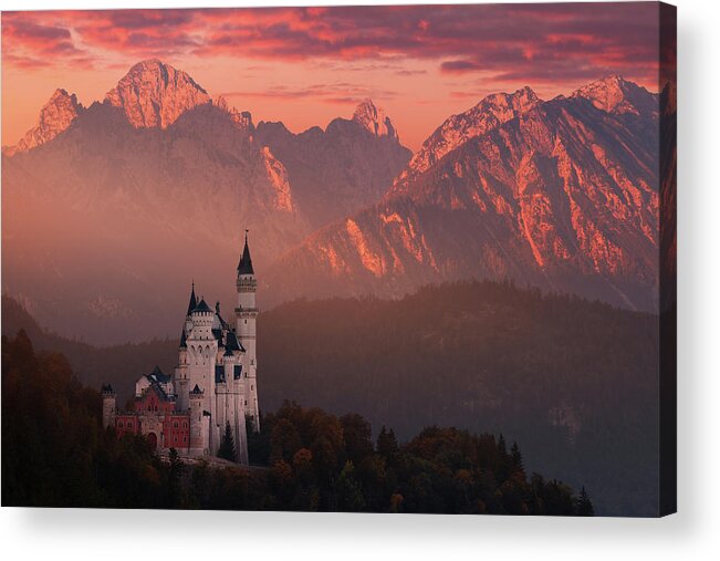 Autumn Acrylic Print featuring the photograph Red Morning Above The Castle by Daniel ?e?icha