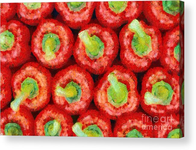 Still Life Acrylic Print featuring the painting Red peppers by George Atsametakis