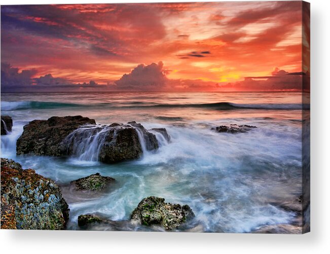 Red Sky At Dawn Acrylic Print featuring the photograph Red Sky At Dawn by Ann Van Breemen