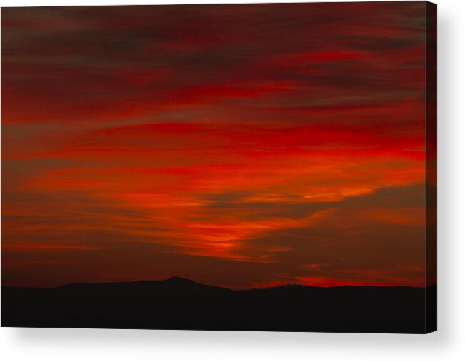Red Acrylic Print featuring the photograph Red Sunrise Over Big White Mountain by Laura Tucker