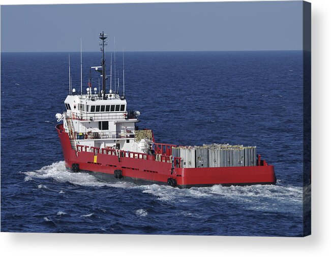 Ship Acrylic Print featuring the photograph Red Supply Vessel by Bradford Martin