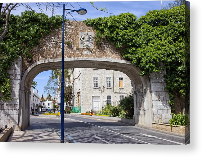 Gibraltar Acrylic Print featuring the photograph Referendum Gate in Gibraltar by Artur Bogacki