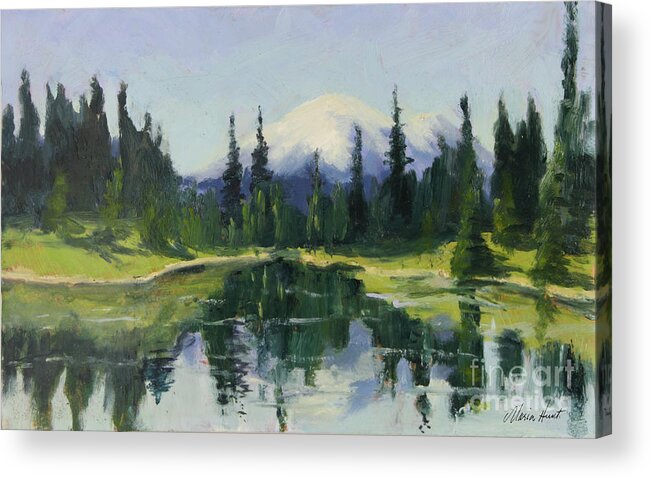 Mountain Acrylic Print featuring the painting Picnic by the Lake II by Maria Hunt