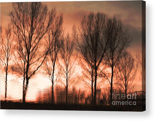 Landscape Acrylic Print featuring the photograph Reflection in red by Adriana Zoon