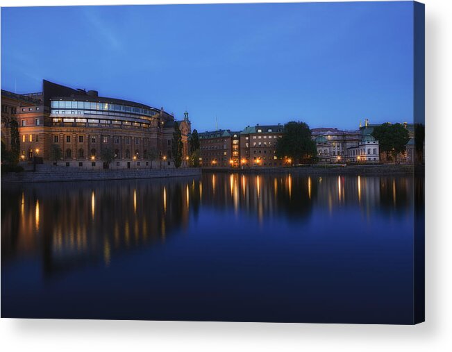 Gamla Stan Acrylic Print featuring the photograph Reflections of Gamla Stan - Stockholm - Sweden by Photography By Sai
