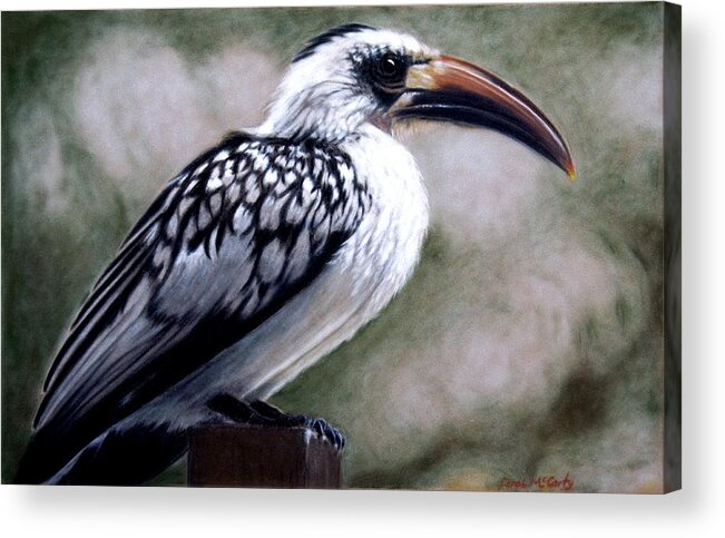 Living Room Acrylic Print featuring the painting Regal Hornbill by Carol McCarty