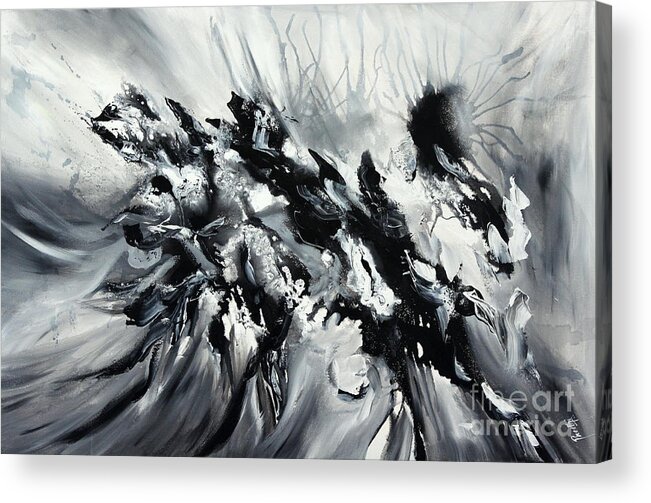 Black And White Acrylic Print featuring the painting Restless by Preethi Mathialagan