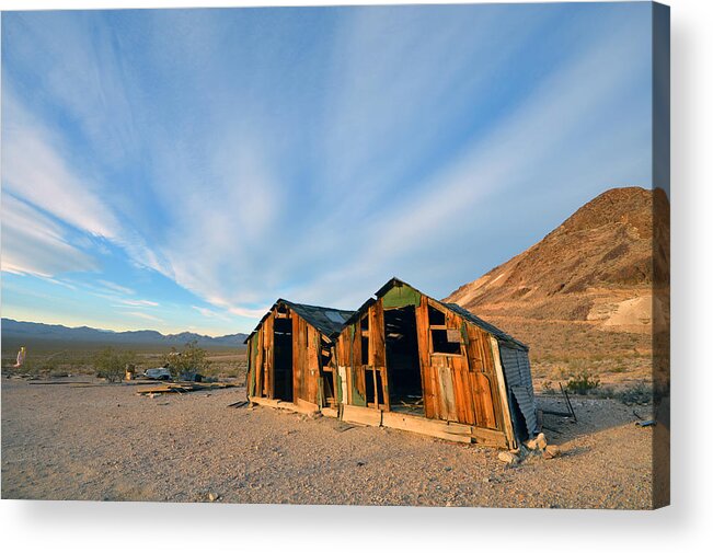 Rhyolite Acrylic Print featuring the photograph Rhyolite Ghost Town in Death Valley by Dung Ma