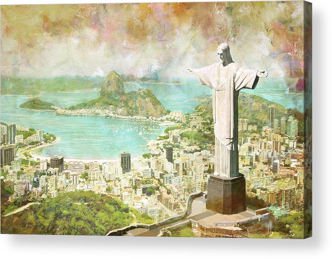Brazilhistoric Town Of Ouro Pretohistoric Centre Of The Town Of Olindajesuit Missions Of The Guaranis: San Ignacio Mini Acrylic Print featuring the painting Rio de Janeiro by Catf