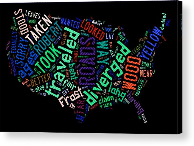Typography Acrylic Print featuring the digital art Road Not Taken by Bonnie Bruno
