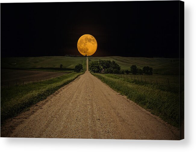 #faatoppicks Acrylic Print featuring the photograph Road to Nowhere - Supermoon by Aaron J Groen