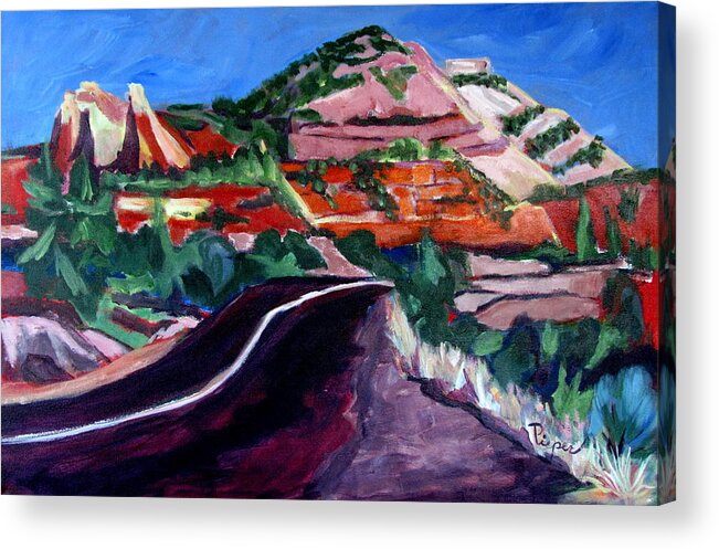 Zion National Park Acrylic Print featuring the painting Road to Zion National Park by Betty Pieper