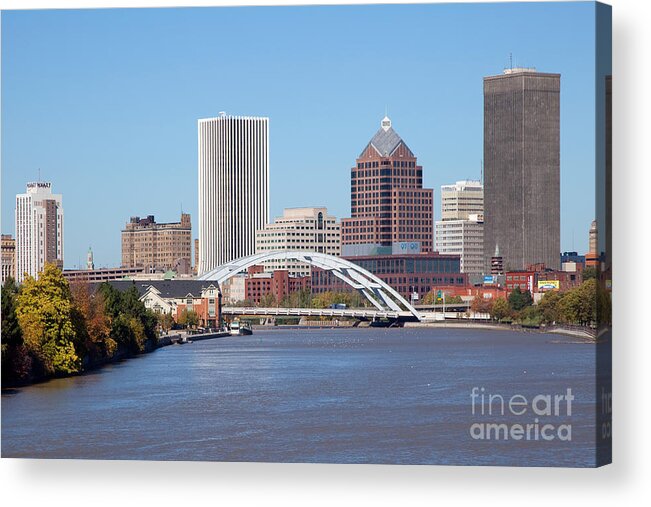 Genesee River Acrylic Print featuring the photograph Rochester New York Skyline by Bill Cobb