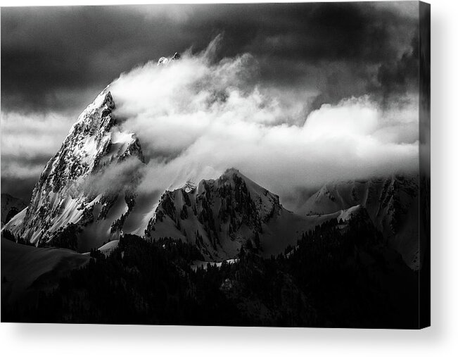 Clouds Acrylic Print featuring the photograph Rock And Wind by S?bastien Cheminade