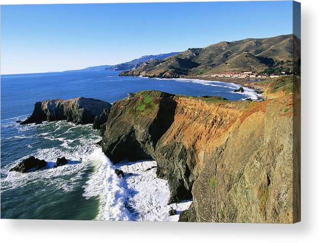 Shadow Acrylic Print featuring the photograph Rodeo Beach And Bird Island At Marin by John Elk