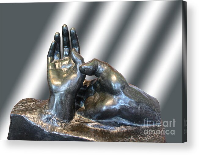 Rodin Hands Sculpture Acrylic Print featuring the photograph Rodin Hands Sculpture 02 by Carlos Diaz
