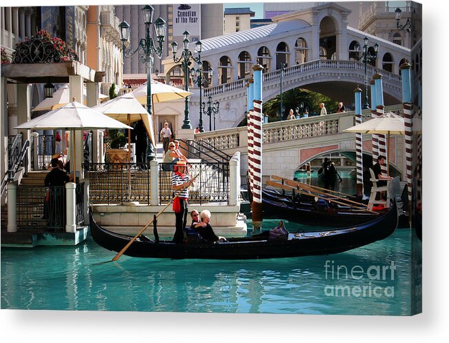 Gondola Ride At The Venetian Acrylic Print featuring the photograph Romance at the Venetian by Mary Lou Chmura