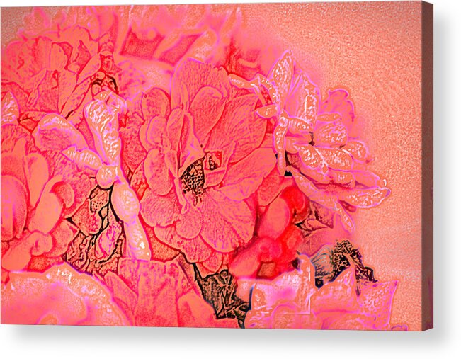 Flowers Acrylic Print featuring the digital art Rose Bouquet by Kathleen Stephens