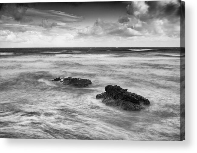 Atlantic Acrylic Print featuring the photograph Rough Sea off Downhill by Nigel R Bell