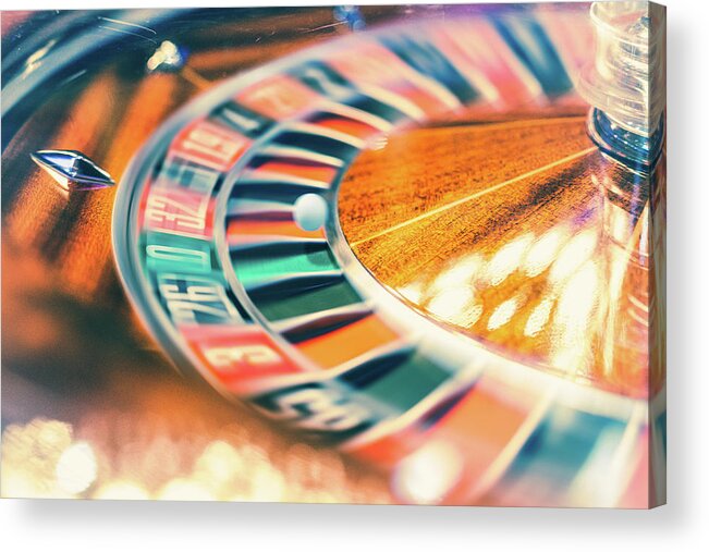 Risk Acrylic Print featuring the photograph Roulette Wheel In Motion by Deimagine