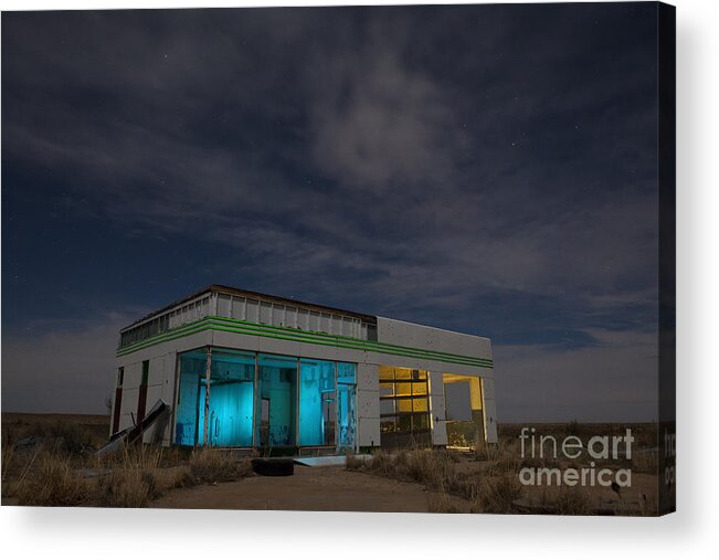 Light Painting Acrylic Print featuring the photograph Route 66 Full Service by Keith Kapple
