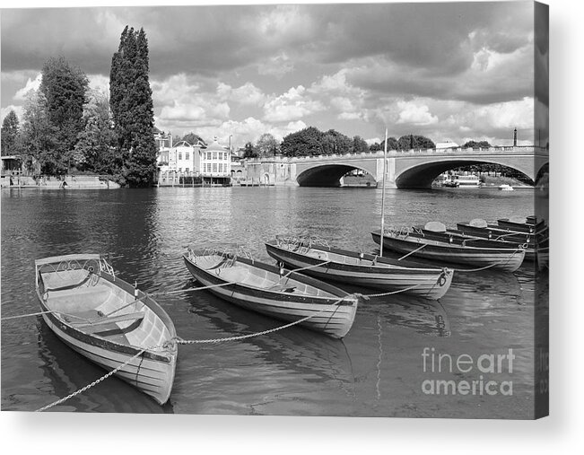Rowing Boats Thames Uk Hampton Court Acrylic Print featuring the photograph Rowing Boats by Julia Gavin