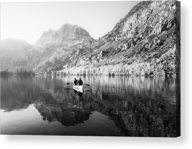 Silver Lake Acrylic Print featuring the photograph Rowing Into The Mist by Priya Ghose