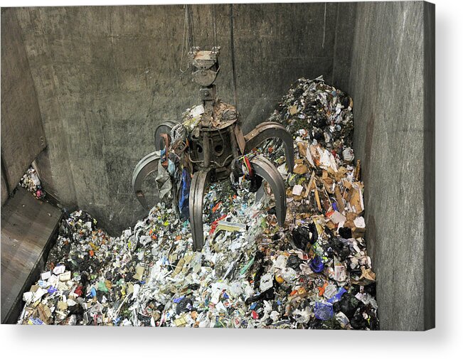 Rubbish Acrylic Print featuring the photograph Rubbish At Refuse Facility by Public Health England
