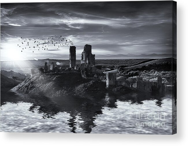Landscape Acrylic Print featuring the photograph Ruins on the water landscape by Simon Bratt