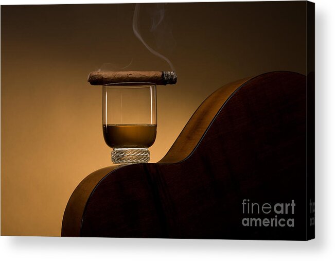 Beverage Acrylic Print featuring the photograph Rum, Havana Cigar, Guitar by Wolfgang Herath