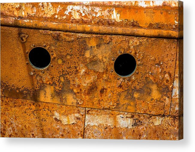 Rust Acrylic Print featuring the photograph Rusty Wall Of An Abandoned Ship by Andreas Berthold