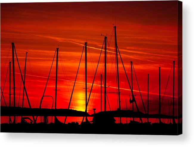  Boats Acrylic Print featuring the photograph Sail Silhouettes by Darren Bradley