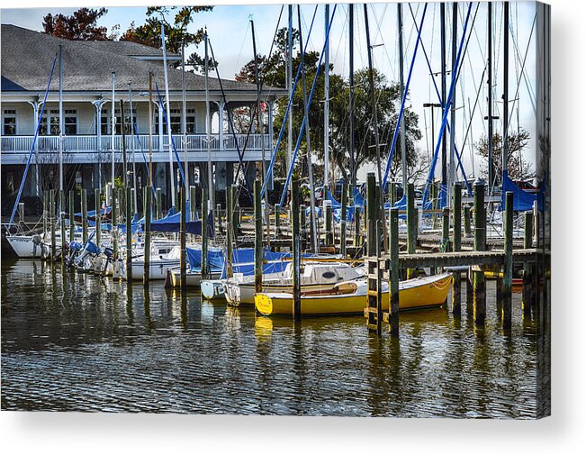 Water Acrylic Print featuring the photograph Sailboats at the Fairhope Yacht Club by Michael Thomas