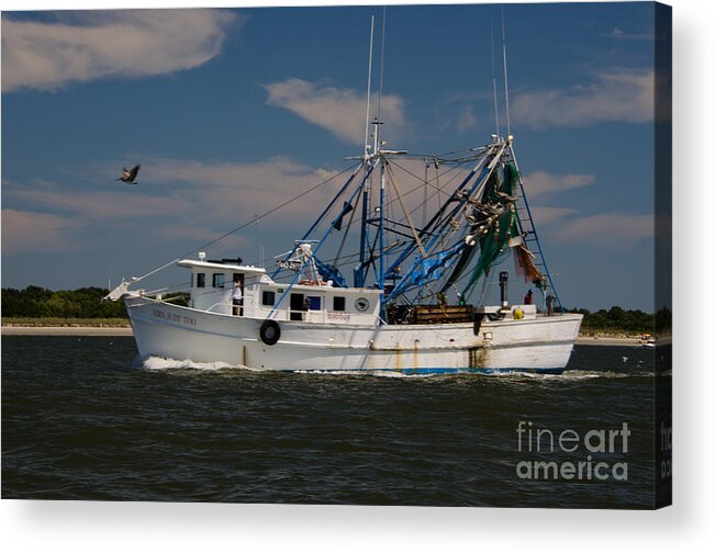 Shrimp Boat Acrylic Print featuring the photograph Sailing Along by Dale Powell