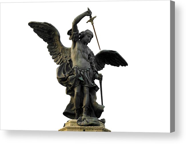 Bronze Acrylic Print featuring the photograph Saint Michael by Fabrizio Troiani