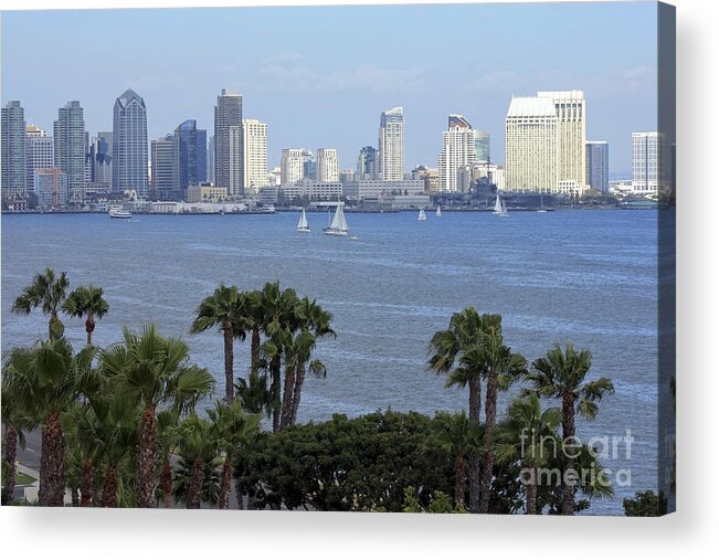 San Diego Acrylic Print featuring the photograph San Diego skyline by Sophie Vigneault