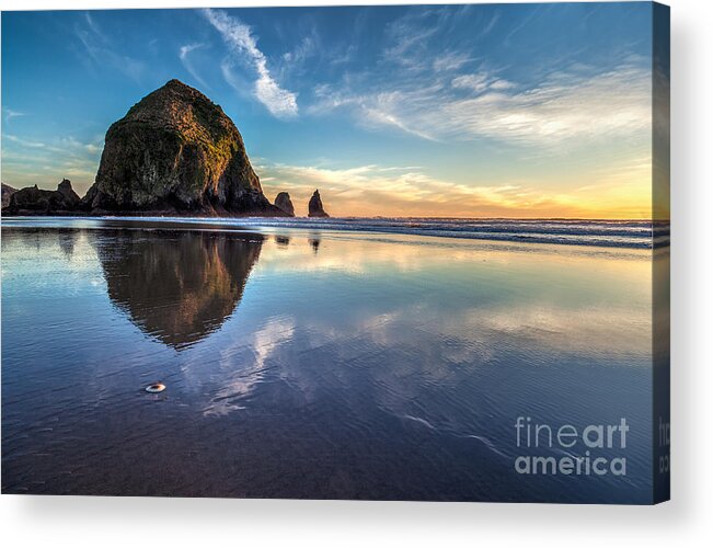 Cannon Beach Acrylic Print featuring the photograph Sand Dollar Sunset Repose by Mike Reid