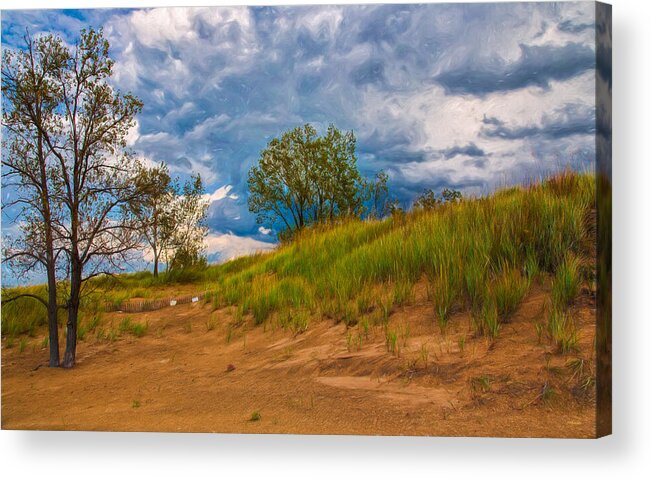 Sky Acrylic Print featuring the photograph Sand Dunes At Indian Dunes National Lakeshore by John M Bailey