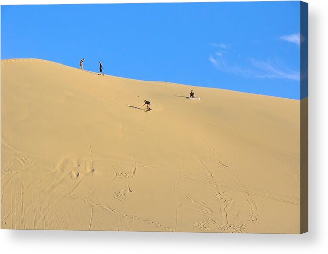 Recreational Pursuit Acrylic Print featuring the photograph Sand surfing in the dunes near Huacachina, Peru by Markus Daniel