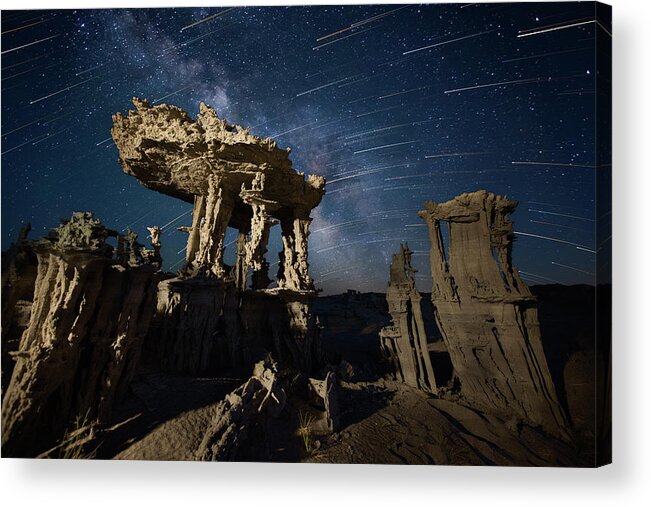 Tranquility Acrylic Print featuring the photograph Sand Tufa And Star Trails by Daniel J Barr