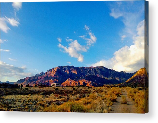 Clouds Acrylic Print featuring the photograph Sandia Foothills by Claudia Goodell