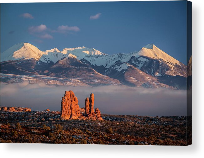 Scenics Acrylic Print featuring the photograph Sandstone Pillars Below The La Sal by William D. Bowman