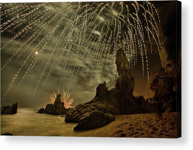 Fireworks Acrylic Print featuring the photograph Sant Joan Feast 2 by Jordi Gallego