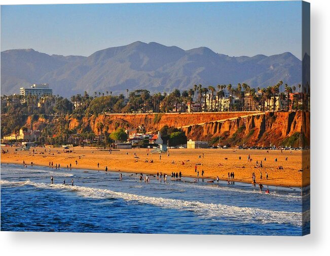Santa Monica Acrylic Print featuring the photograph Santa Monica Beach by Lynn Bauer