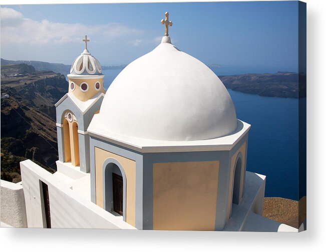 Santorini Acrylic Print featuring the photograph Santorini Chapel by Brenda Kean