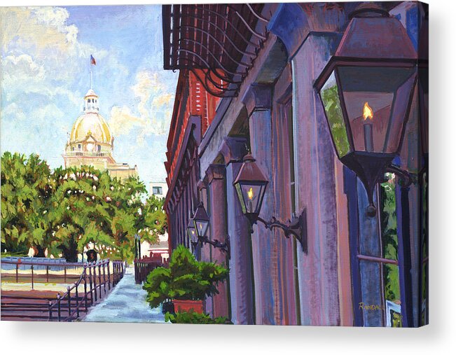 Cityscape Acrylic Print featuring the painting Savannah Morning by David Randall
