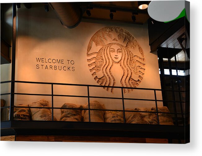 Starbucks Acrylic Print featuring the photograph Starbucks display D.T. Disney by David Lee Thompson