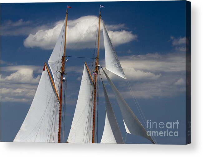 Sails And Clouds Acrylic Print featuring the photograph Schooner Germania Nova Sails by Dustin K Ryan